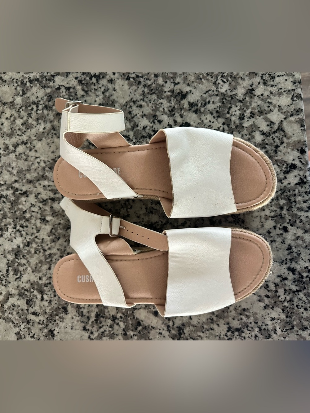 Women's White Cushioned Ankle-Strap Sandals